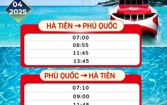 Thông Báo: Lịch Tàu Hà Tiên - Phú Quốc 04/2025