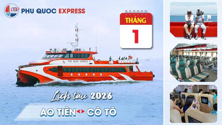 Lịch tàu Phú Quốc Express Ao Tiên - Cô Tô tháng 1